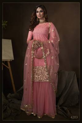 Pink embroidered net salwar 1