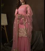 Pink embroidered net salwar