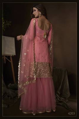 Pink embroidered net salwar 2