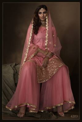 Pink embroidered net salwar 4