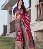 Purple woven semi silk saree with blouse