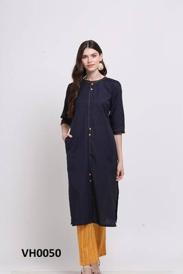 Blue hand woven cotton ethnic-kurtis 2