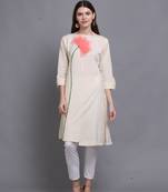 Off-white hand woven cotton ethnic-kurtis