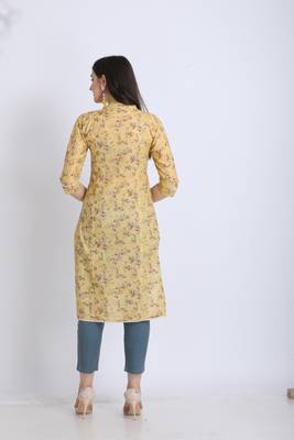 Yellow hand woven cotton ethnic-kurtis 2