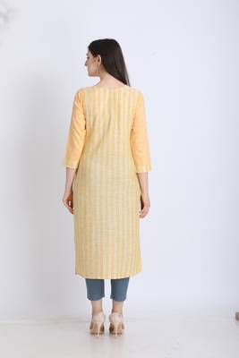 Yellow hand woven cotton ethnic-kurtis 2