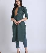 Green hand woven cotton ethnic-kurtis