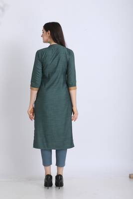 Green hand woven cotton ethnic-kurtis 2