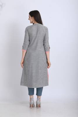 Grey hand woven viscose ethnic-kurtis 2