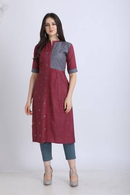 Green hand woven cotton ethnic-kurtis 1