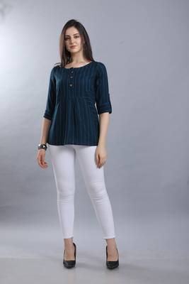 Blue hand woven cotton ethnic-kurtis 1