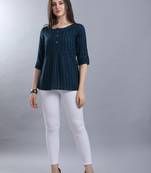 Blue hand woven cotton ethnic-kurtis