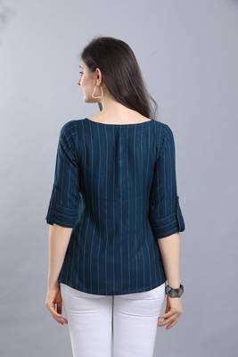 Blue hand woven cotton ethnic-kurtis 2