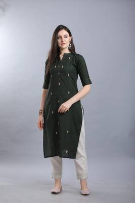 Green hand woven cotton ethnic-kurtis 1
