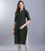 Green hand woven cotton ethnic-kurtis