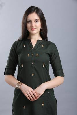 Green hand woven cotton ethnic-kurtis 2
