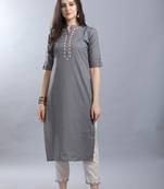 Grey hand woven cotton ethnic-kurtis