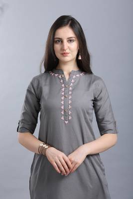 Grey hand woven cotton ethnic-kurtis 2