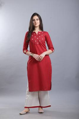 Red hand woven cotton ethnic-kurtis 1
