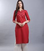Red hand woven cotton ethnic-kurtis