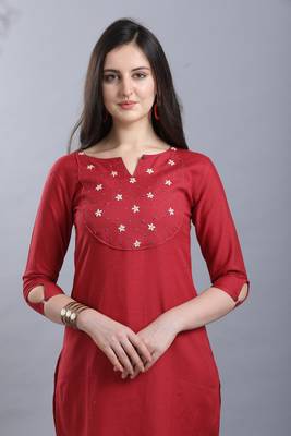 Red hand woven cotton ethnic-kurtis 2