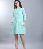 Light-blue hand woven viscose ethnic-kurtis