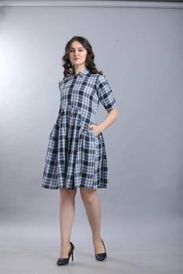 Blue hand woven viscose ethnic-kurtis 1
