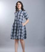 Blue hand woven viscose ethnic-kurtis