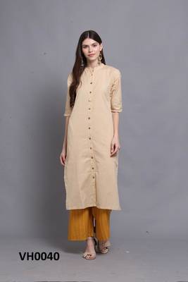 Cream hand woven cotton ethnic-kurtis 1