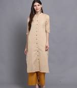 Cream hand woven cotton ethnic-kurtis