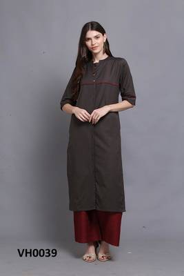 Grey hand woven cotton ethnic-kurtis 1