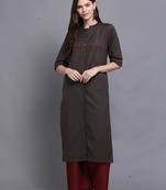 Grey hand woven cotton ethnic-kurtis