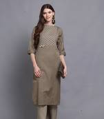 Dark-gold hand woven cotton ethnic-kurtis