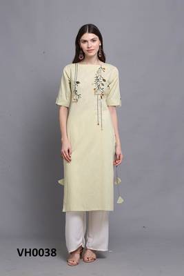 Light-green hand woven cotton ethnic-kurtis 1
