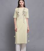 Light-green hand woven cotton ethnic-kurtis