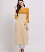 Yellow hand woven cotton ethnic-kurtis