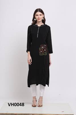 Black hand woven rayon ethnic-kurtis 1