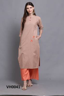 Orange hand woven cotton ethnic-kurtis 1