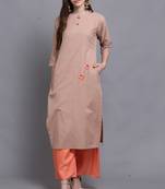 Orange hand woven cotton ethnic-kurtis