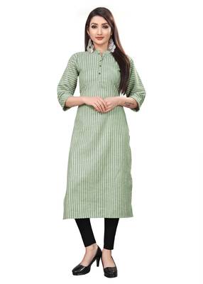 Green hand woven cotton ethnic-kurtis 1
