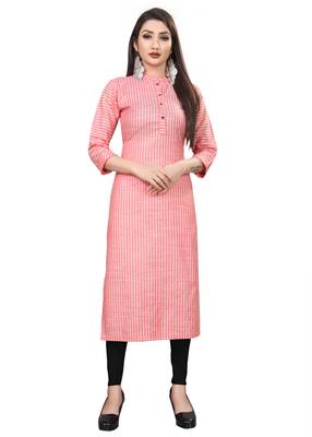 Pink hand woven cotton ethnic-kurtis 1