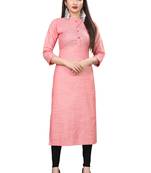 Pink hand woven cotton ethnic-kurtis