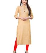 Orange hand woven cotton ethnic-kurtis