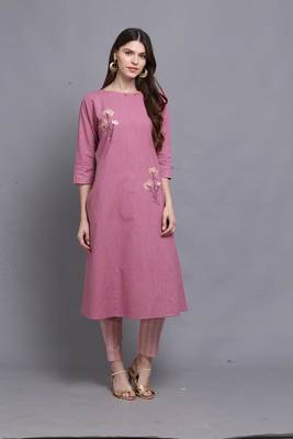Pink hand woven cotton ethnic-kurtis 1