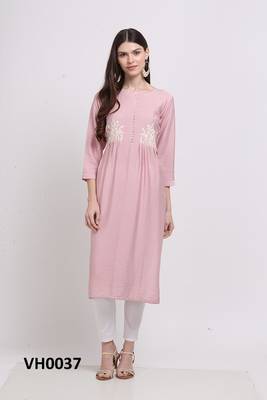 Pink hand woven viscose ethnic-kurtis 1