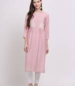 Pink hand woven viscose ethnic-kurtis