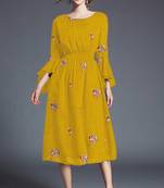 Yellow hand woven rayon ethnic-kurtis