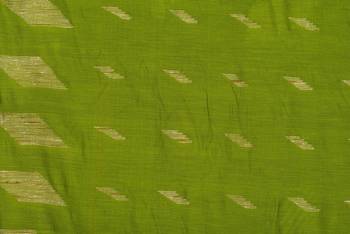 Look and Adorn Exclusive Handwoven Cotton Silk Fern Green Blue Gheecha Saree with Blouse piece 4