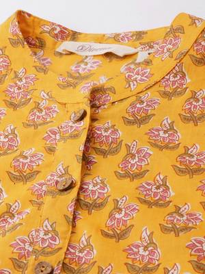 Yellow printed cotton cotton-kurtis 5
