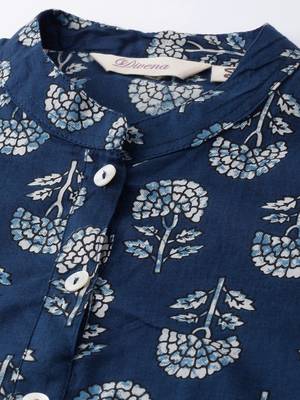 Navy-blue printed cotton cotton-kurtis 4