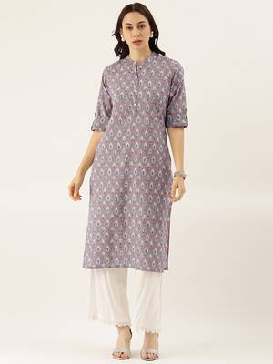 Grey printed cotton cotton-kurtis 1